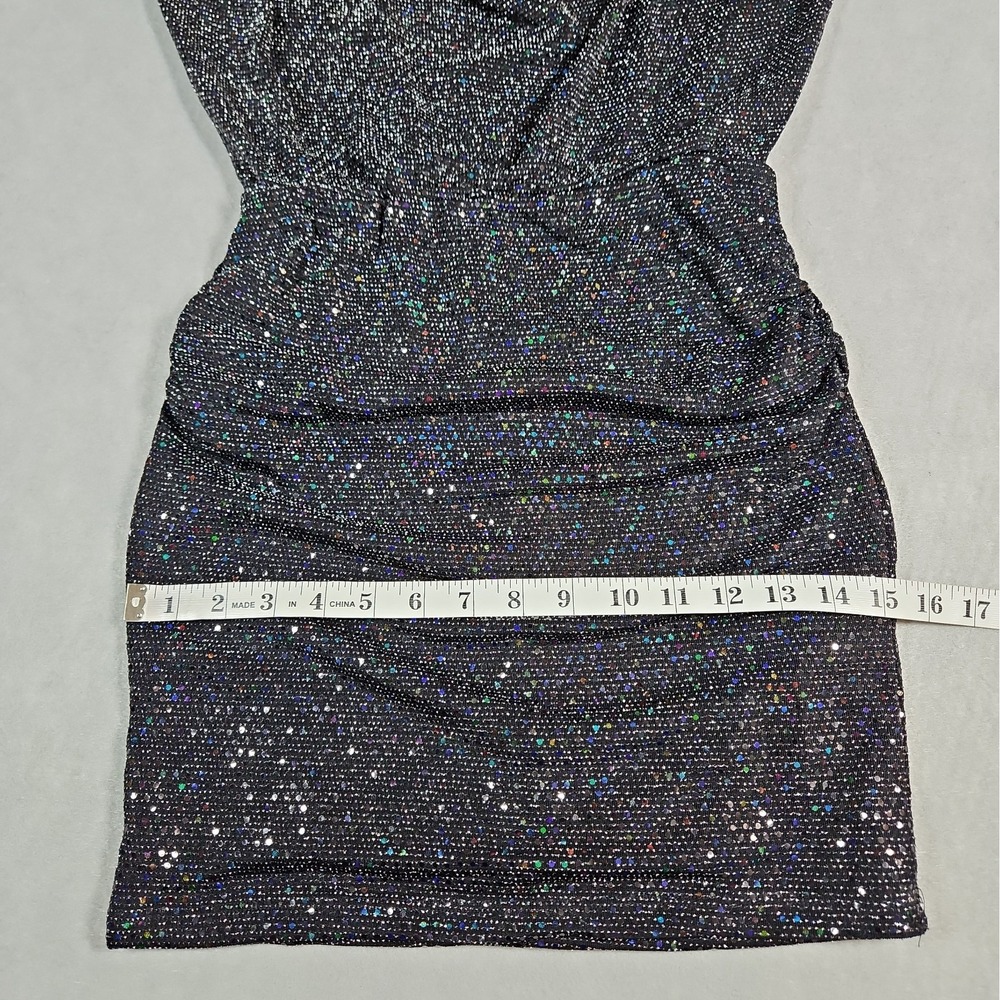Fraiche By J Womens Black Sequin Cowl Neck Mini Dress Size Small NWT - Picture 12 of 13